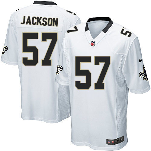 Men's Game Rickey Jackson Nike Jersey White Road - #57 NFL New Orleans Saints